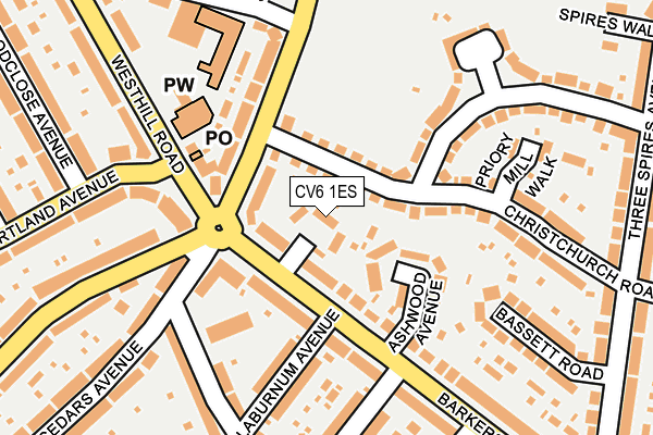 CV6 1ES map - OS OpenMap – Local (Ordnance Survey)