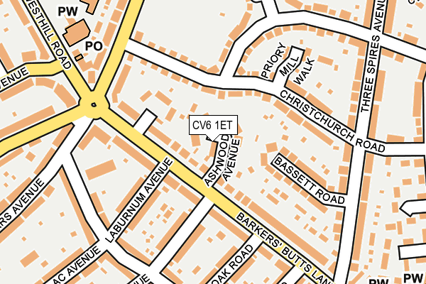 CV6 1ET map - OS OpenMap – Local (Ordnance Survey)