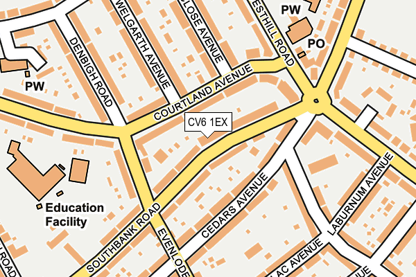 CV6 1EX map - OS OpenMap – Local (Ordnance Survey)
