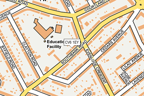 CV6 1EY map - OS OpenMap – Local (Ordnance Survey)