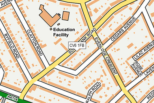 CV6 1FB map - OS OpenMap – Local (Ordnance Survey)