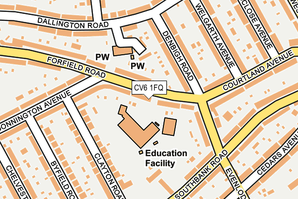 CV6 1FQ map - OS OpenMap – Local (Ordnance Survey)