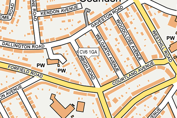 CV6 1GA map - OS OpenMap – Local (Ordnance Survey)