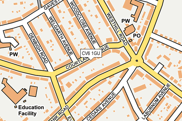 CV6 1GU map - OS OpenMap – Local (Ordnance Survey)