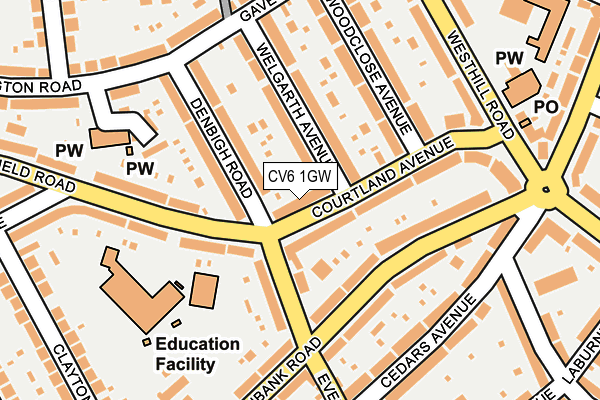 CV6 1GW map - OS OpenMap – Local (Ordnance Survey)