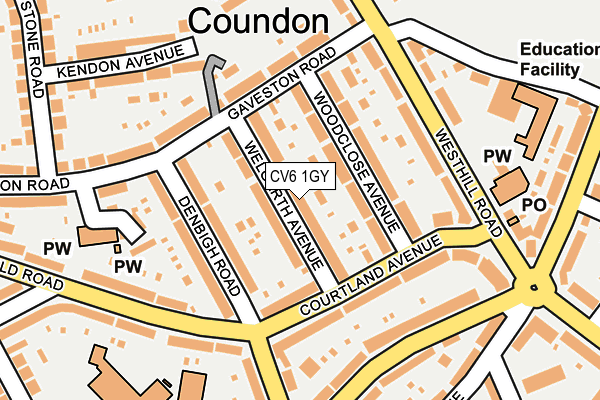 CV6 1GY map - OS OpenMap – Local (Ordnance Survey)