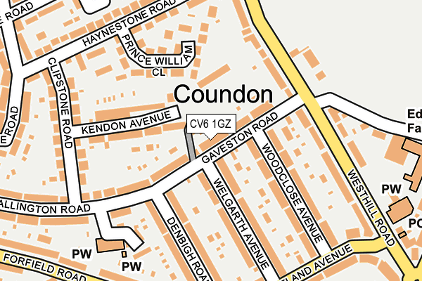 CV6 1GZ map - OS OpenMap – Local (Ordnance Survey)