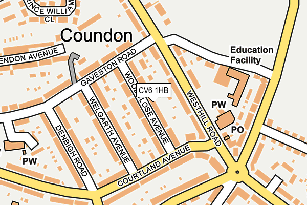 CV6 1HB map - OS OpenMap – Local (Ordnance Survey)