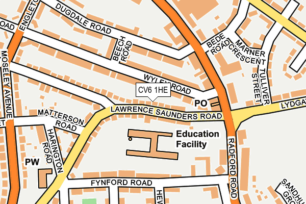 CV6 1HE map - OS OpenMap – Local (Ordnance Survey)