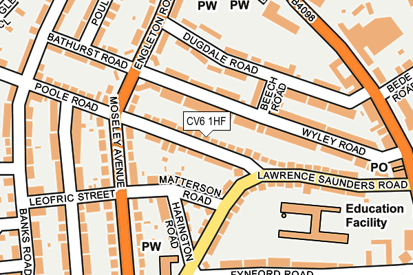 CV6 1HF map - OS OpenMap – Local (Ordnance Survey)