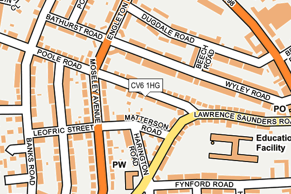 CV6 1HG map - OS OpenMap – Local (Ordnance Survey)