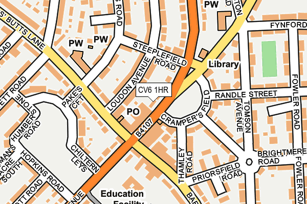 CV6 1HR map - OS OpenMap – Local (Ordnance Survey)