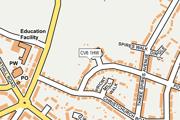 CV6 1HW map - OS OpenMap – Local (Ordnance Survey)