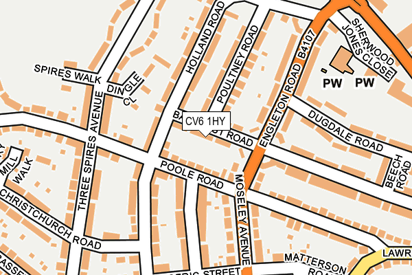 CV6 1HY map - OS OpenMap – Local (Ordnance Survey)