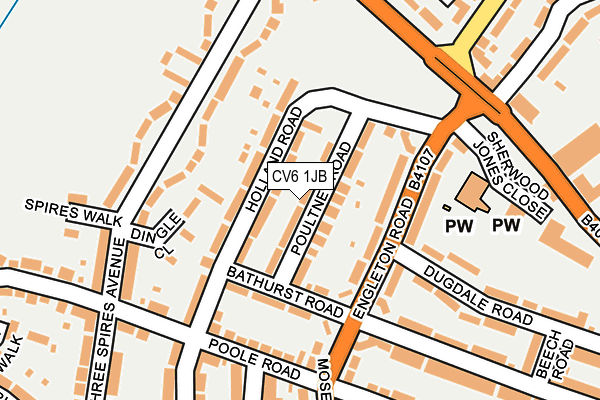 CV6 1JB map - OS OpenMap – Local (Ordnance Survey)