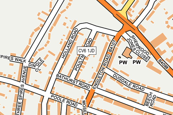 CV6 1JD map - OS OpenMap – Local (Ordnance Survey)