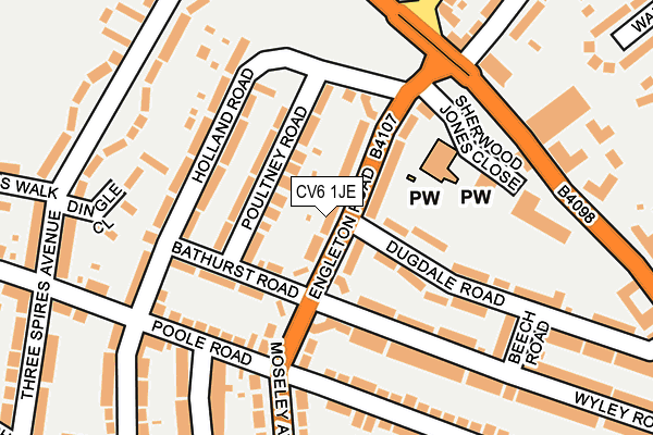 CV6 1JE map - OS OpenMap – Local (Ordnance Survey)