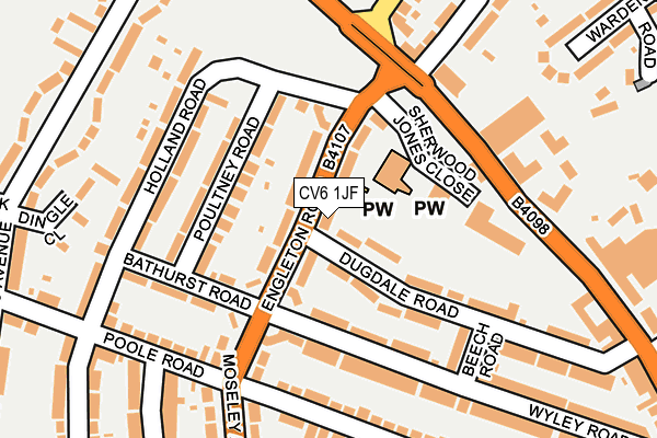 CV6 1JF map - OS OpenMap – Local (Ordnance Survey)