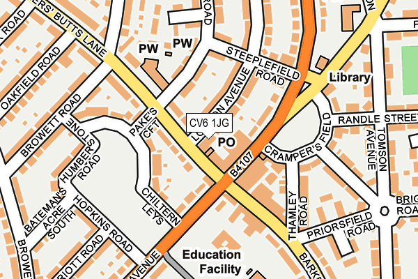 CV6 1JG map - OS OpenMap – Local (Ordnance Survey)