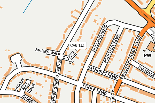 CV6 1JZ map - OS OpenMap – Local (Ordnance Survey)