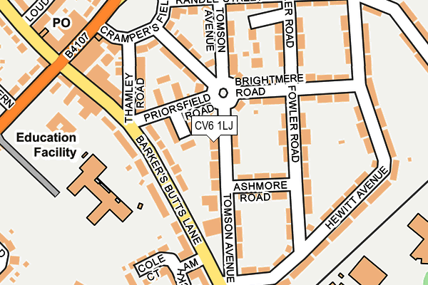 CV6 1LJ map - OS OpenMap – Local (Ordnance Survey)