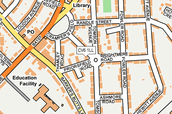 CV6 1LL map - OS OpenMap – Local (Ordnance Survey)