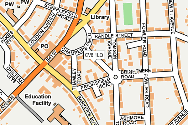 CV6 1LQ map - OS OpenMap – Local (Ordnance Survey)