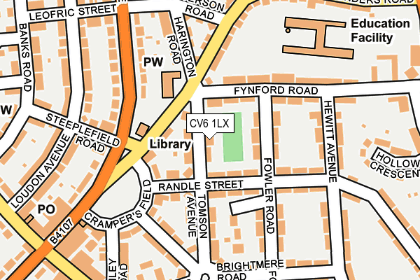 CV6 1LX map - OS OpenMap – Local (Ordnance Survey)