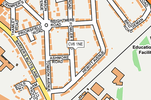 CV6 1NE map - OS OpenMap – Local (Ordnance Survey)