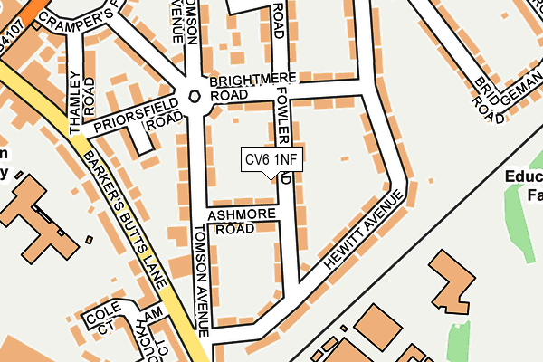 CV6 1NF map - OS OpenMap – Local (Ordnance Survey)