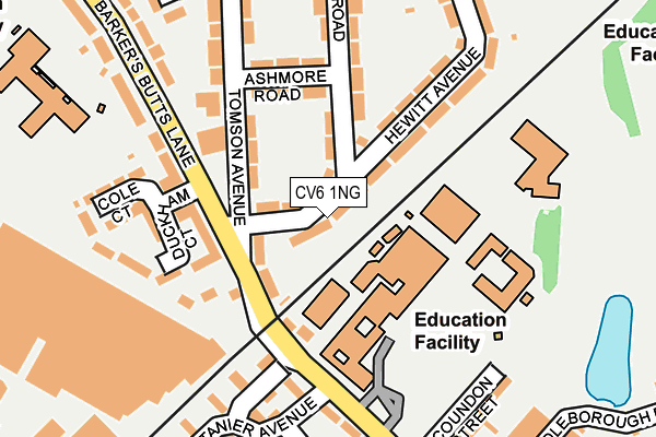 CV6 1NG map - OS OpenMap – Local (Ordnance Survey)