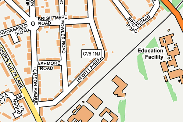 CV6 1NJ map - OS OpenMap – Local (Ordnance Survey)