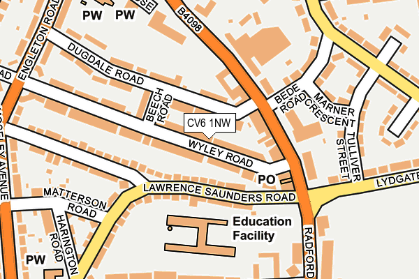 CV6 1NW map - OS OpenMap – Local (Ordnance Survey)