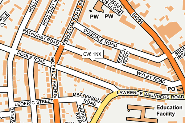 CV6 1NX map - OS OpenMap – Local (Ordnance Survey)