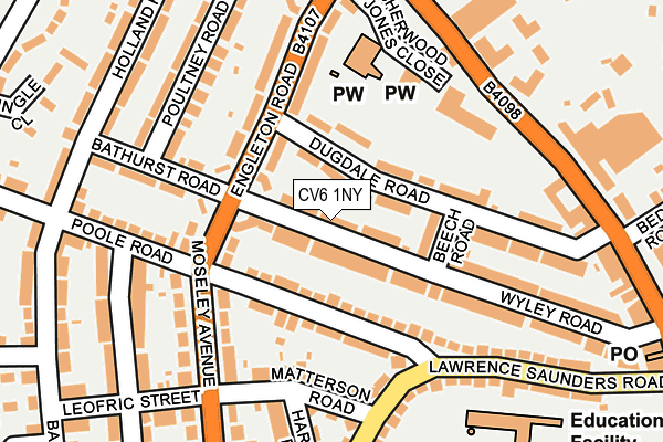 CV6 1NY map - OS OpenMap – Local (Ordnance Survey)