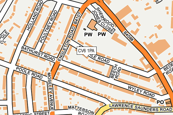 CV6 1PA map - OS OpenMap – Local (Ordnance Survey)