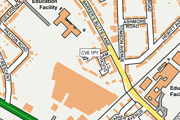 CV6 1PY map - OS OpenMap – Local (Ordnance Survey)