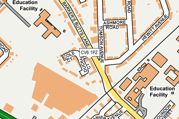 CV6 1PZ map - OS OpenMap – Local (Ordnance Survey)