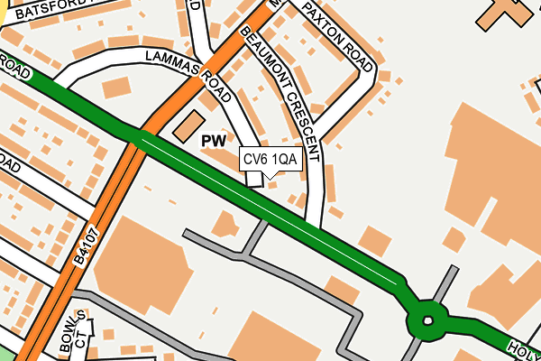 CV6 1QA map - OS OpenMap – Local (Ordnance Survey)