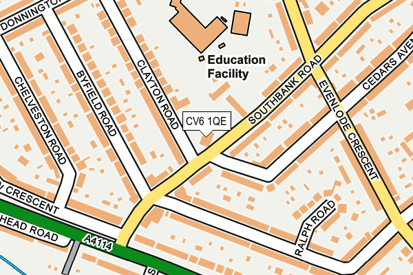 CV6 1QE map - OS OpenMap – Local (Ordnance Survey)