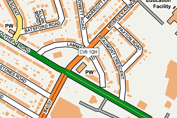 CV6 1QH map - OS OpenMap – Local (Ordnance Survey)