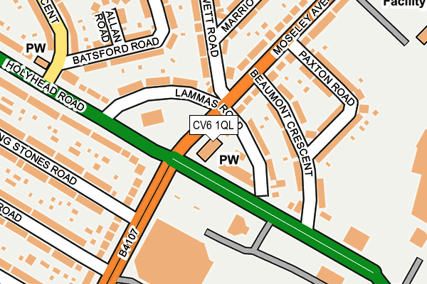 CV6 1QL map - OS OpenMap – Local (Ordnance Survey)