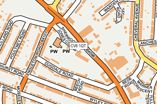 CV6 1QT map - OS OpenMap – Local (Ordnance Survey)