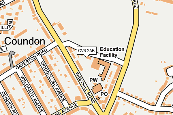 CV6 2AB map - OS OpenMap – Local (Ordnance Survey)