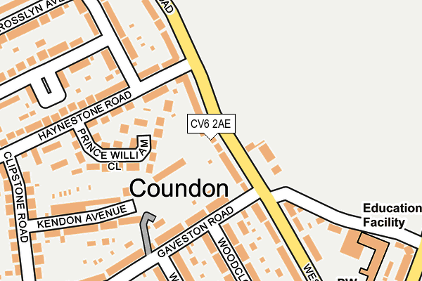 CV6 2AE map - OS OpenMap – Local (Ordnance Survey)