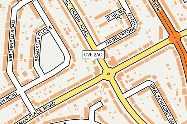 CV6 2AQ map - OS OpenMap – Local (Ordnance Survey)