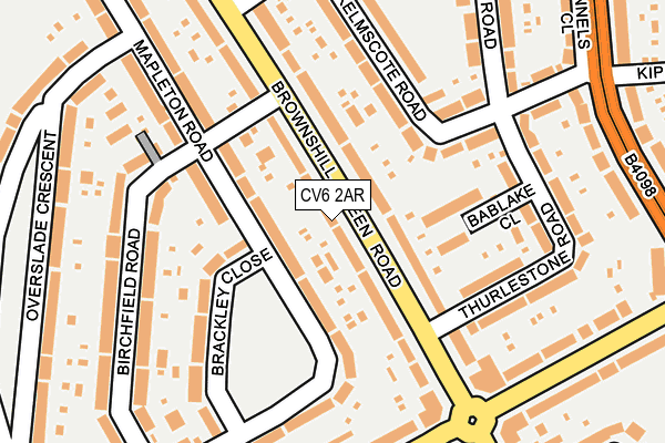 CV6 2AR map - OS OpenMap – Local (Ordnance Survey)