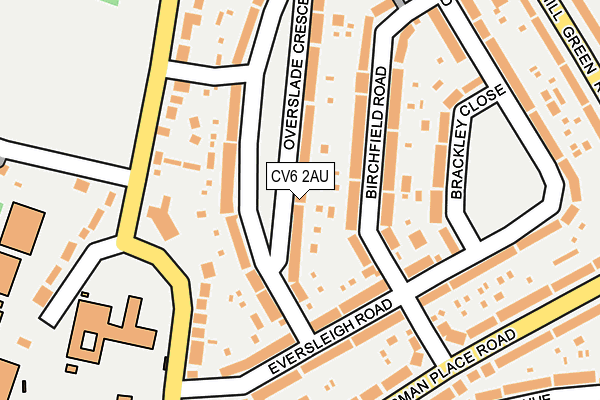 CV6 2AU map - OS OpenMap – Local (Ordnance Survey)