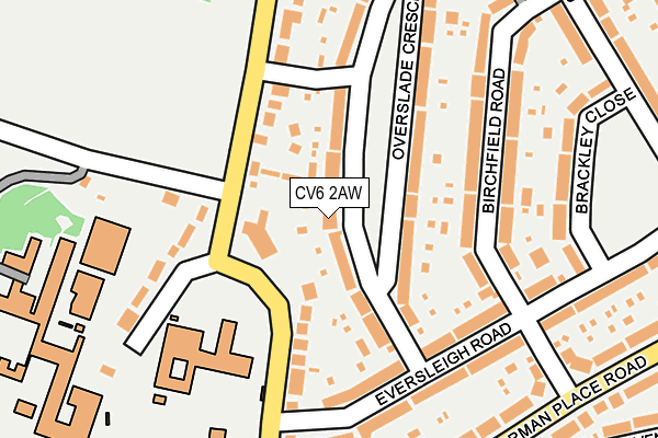 CV6 2AW map - OS OpenMap – Local (Ordnance Survey)