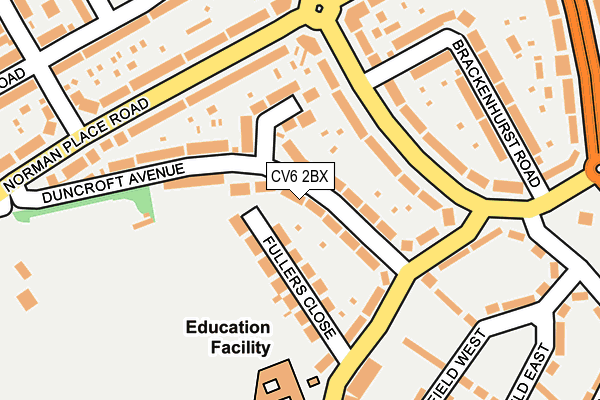 CV6 2BX map - OS OpenMap – Local (Ordnance Survey)